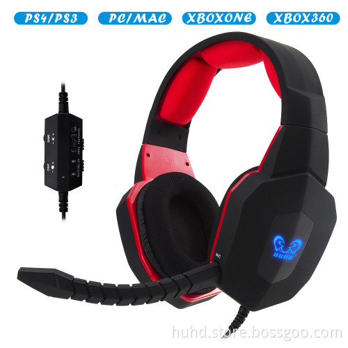 Hot sell LED logo light gaming headset fashion stereo gaming headphone for PS4 PS3 Xbox PC MAC